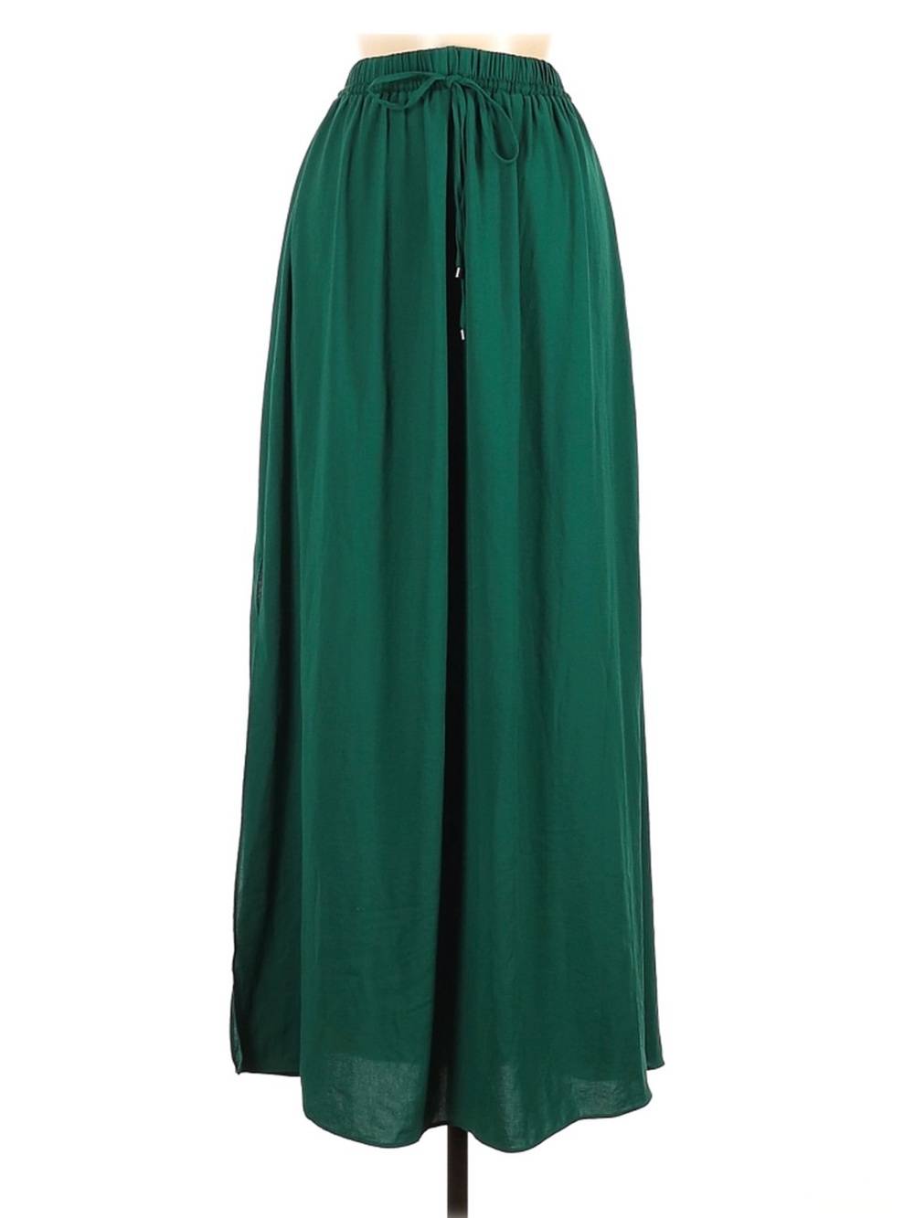 Zara Deep Green Maxi Skirt with Drawstring Waist